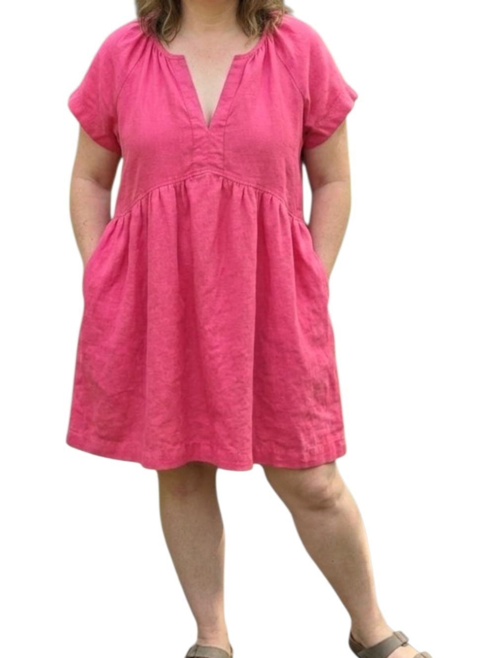 Hot Pink Linen Babydoll Dress XL